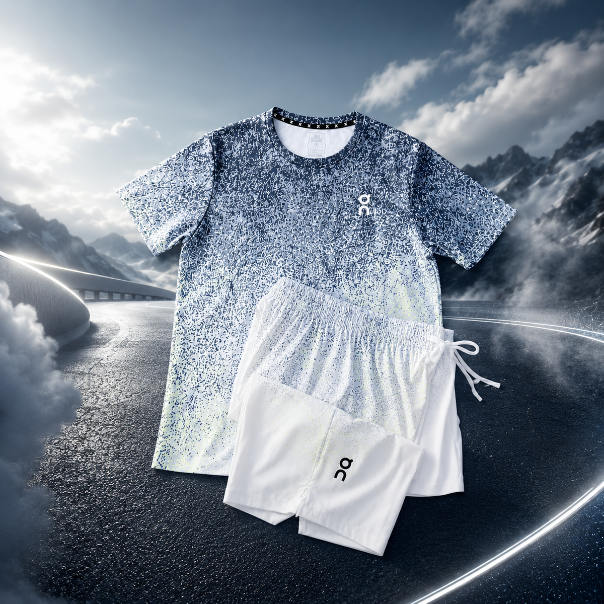 Ensemble running On Cloud Stride Bleu Clair homme – tenue sport légère et respirante