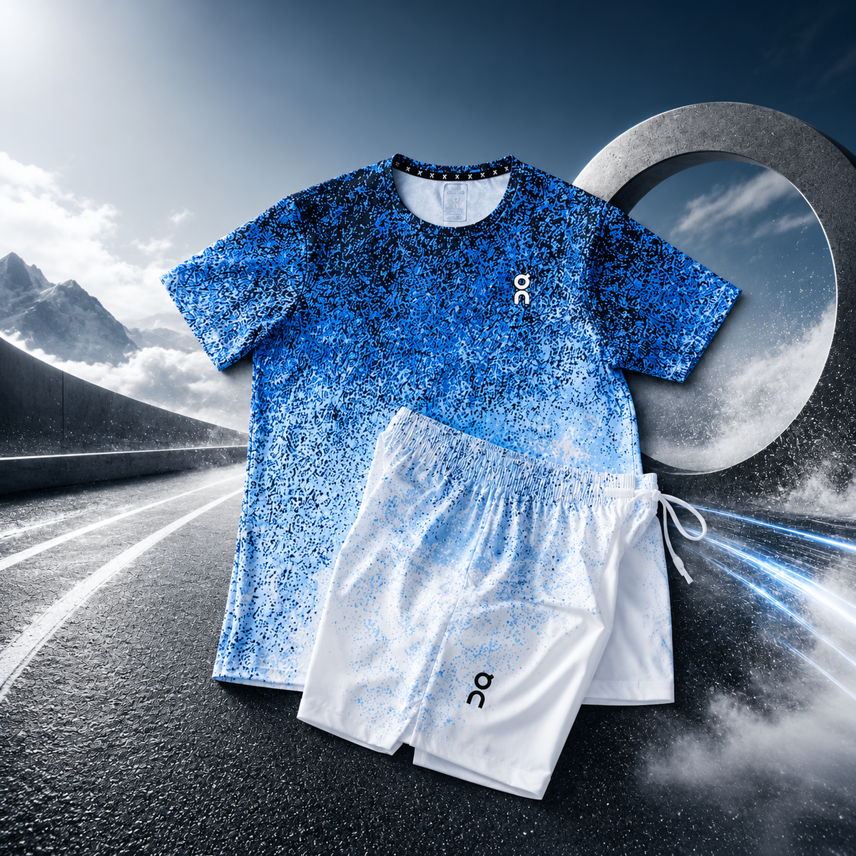 Ensemble running On Cloud Stride Bleu homme – tenue sport légère et respirante