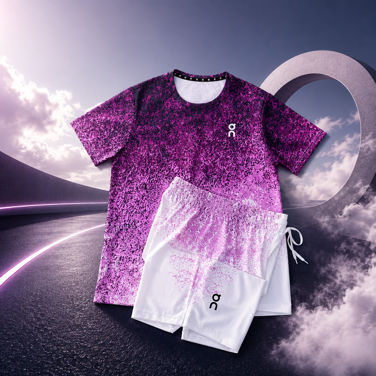 Ensemble running On Cloud Stride Rose homme – tenue sport légère et respirante