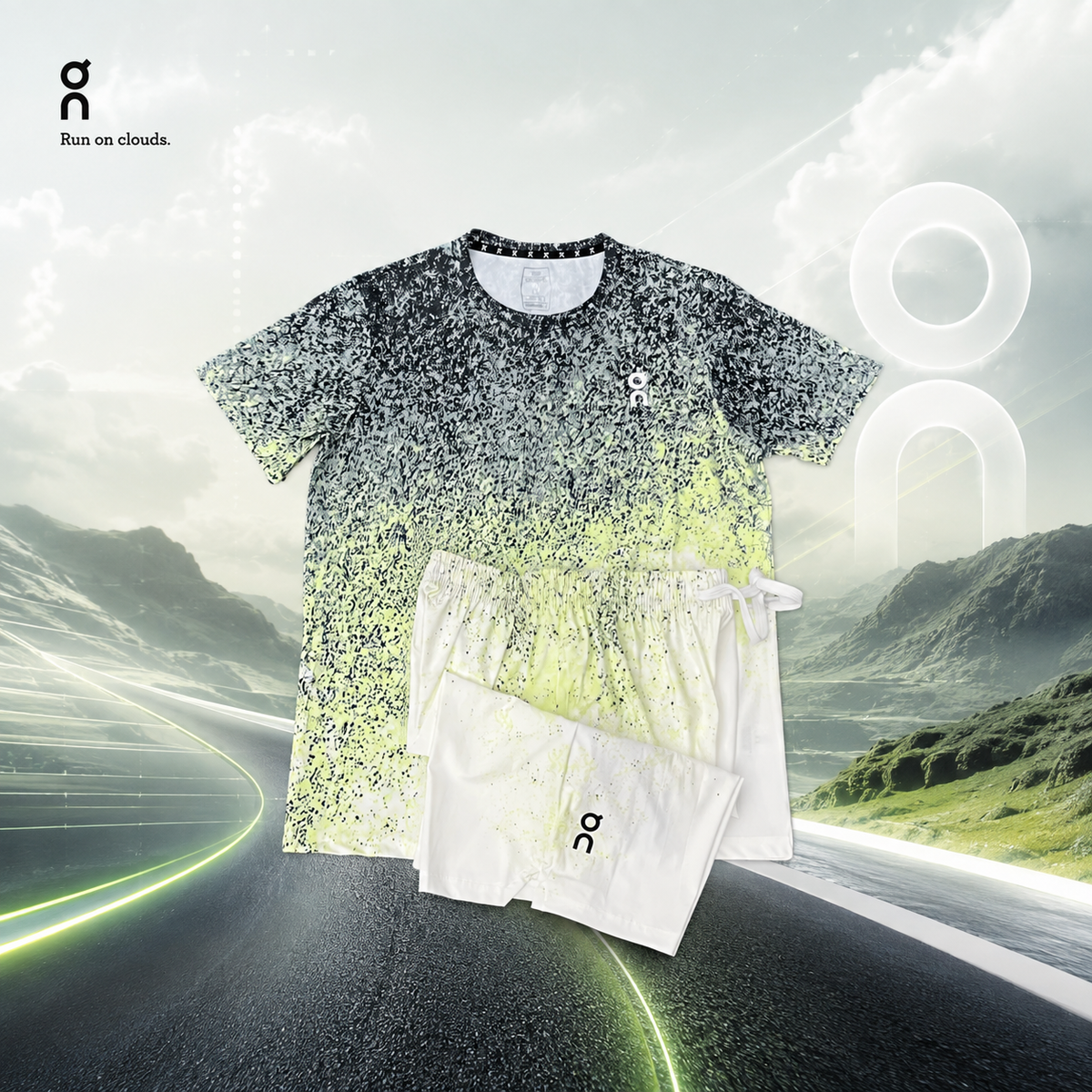 Ensemble running On Cloud Stride noir homme – tenue sport légère et respirante