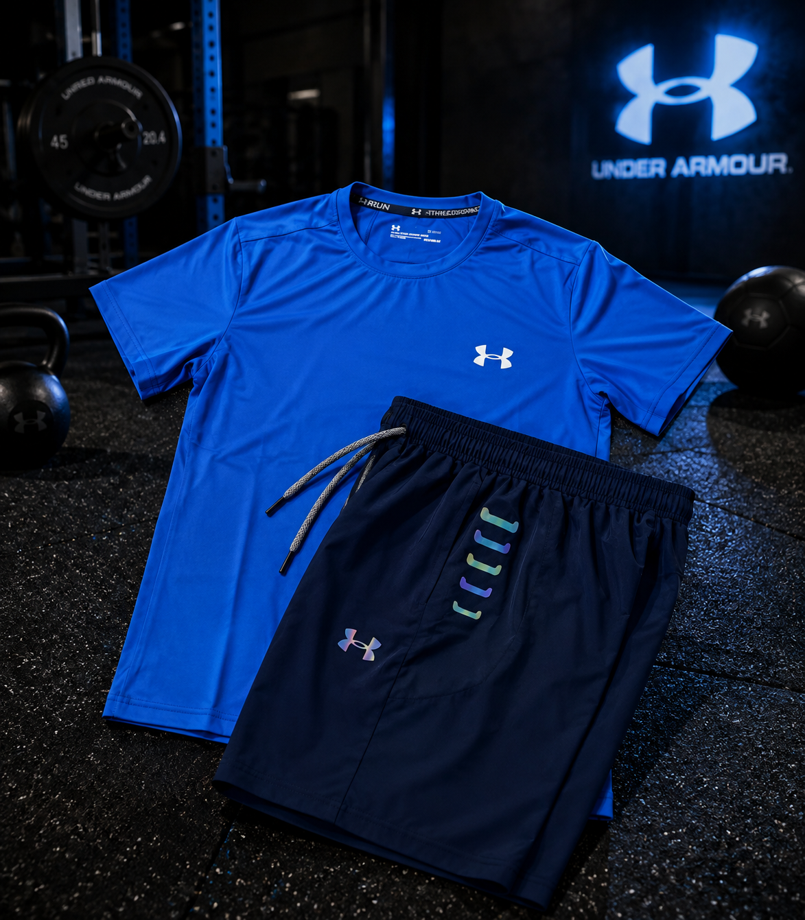 Ensemble running Under Armour homme Bleu HeatGear – léger et respirant