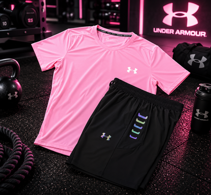 Ensemble running Under Armour homme Rose HeatGear – léger et respirant