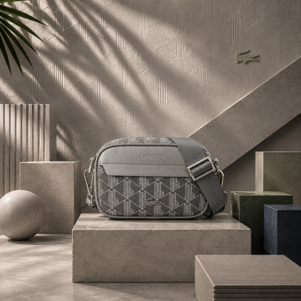 Sacoche Lacoste Homme The Blend – Sac Bandoulière Gris