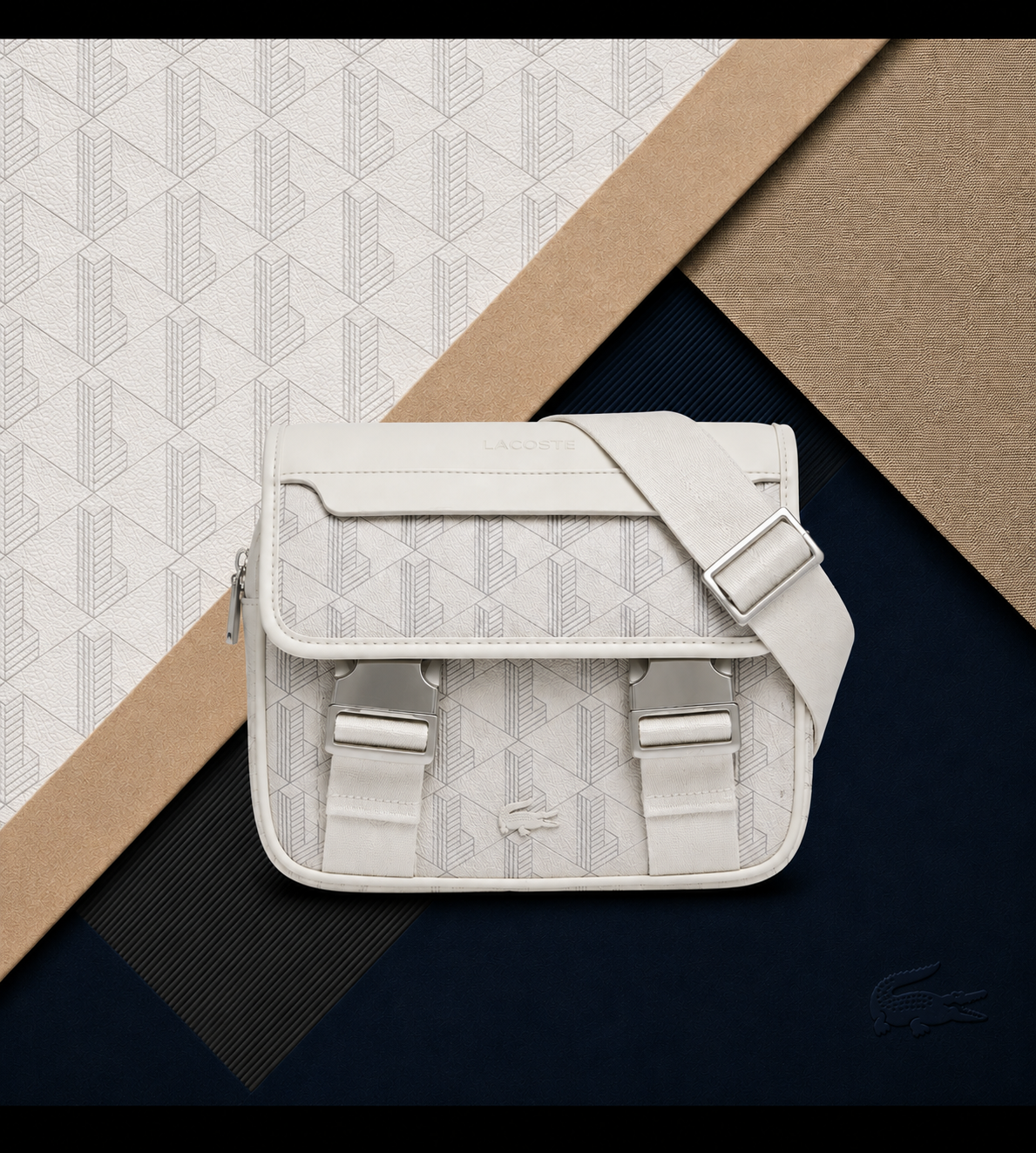 Sacoche Lacoste Monogramme Blanc – Sac Bandoulière Homme