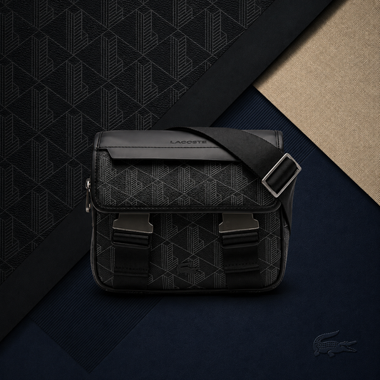 Sacoche Lacoste Monogramme Noir – Sac Bandoulière Homme